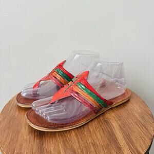 Rapallo Made In Italy Red And Green Leather Sandals Women’s Size 9